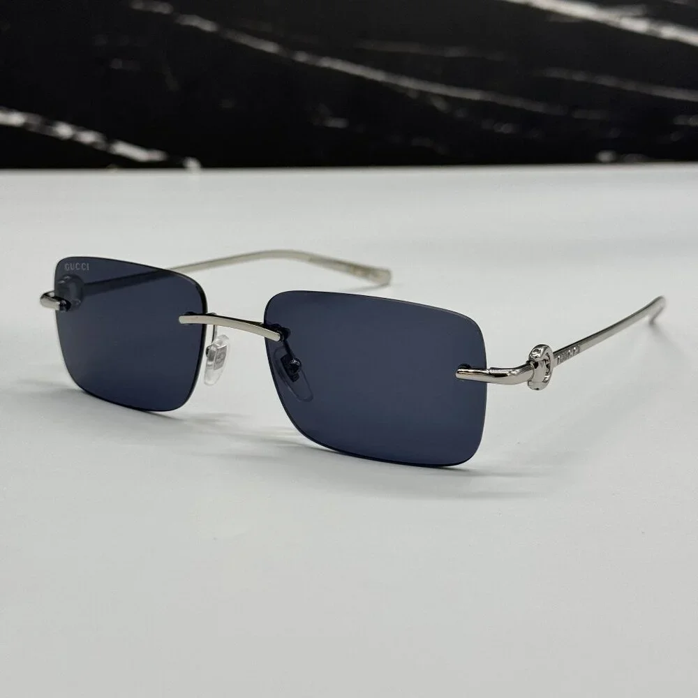 NEW GUCCI SILVER BLUE UNISEX SUNGLASSES GUCCI GG1703S 003 - Picture 4 of 13